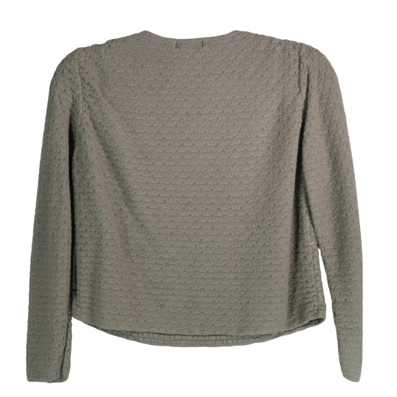 Eddie Bauer Knit Sweater Women Large Green Wool Cashmere Blend Cropped Soft Cozy - Picture 7 of 12